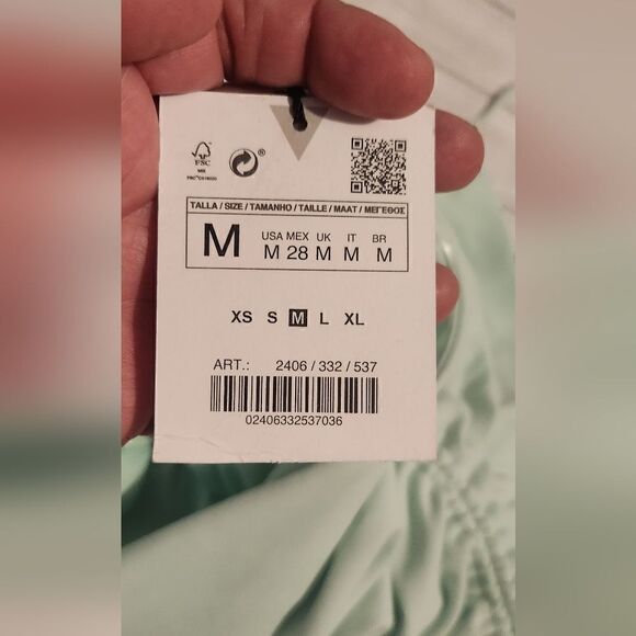 NWT Zara Ruched Mini Skirt Green Mint Size Medium - Picture 8 of 13